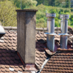 Roof with different chimneys